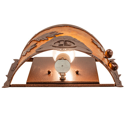 Meyda Lighting Boulders 12" New Copper Vein Personalized Wall Sconce With Amber Mica Shade Glass