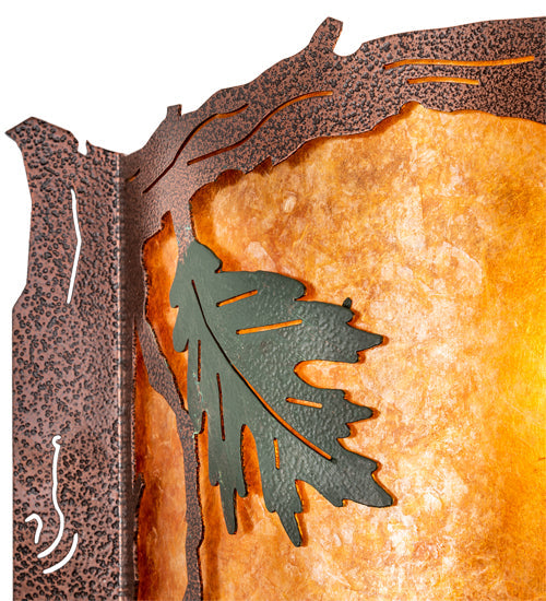 Meyda Lighting Boulders 16" 2-Light New Copper Vein Personalized Wall Sconce With Amber Mica & Silver Mica Shade Glass