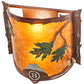 Meyda Lighting Boulders 16" 2-Light New Copper Vein Personalized Wall Sconce With Amber Mica & Silver Mica Shade Glass