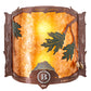Meyda Lighting Boulders 16" 2-Light New Copper Vein Personalized Wall Sconce With Amber Mica & Silver Mica Shade Glass