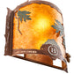 Meyda Lighting Boulders 16" 2-Light New Copper Vein Personalized Wall Sconce With Amber Mica & Silver Mica Shade Glass