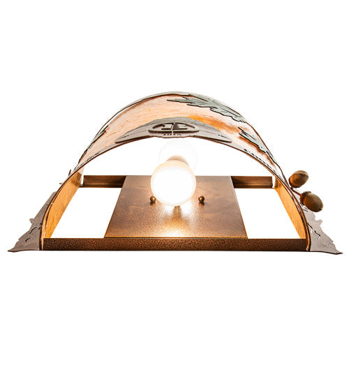 Meyda Lighting Boulders 16" 2-Light New Copper Vein Personalized Wall Sconce With Amber Mica & Silver Mica Shade Glass