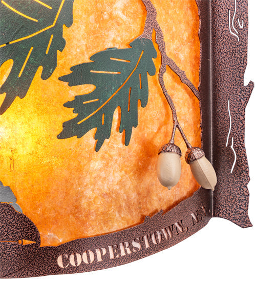 Meyda Lighting Boulders 16" 2-Light New Copper Vein Personalized Wall Sconce With Amber Mica & Silver Mica Shade Glass