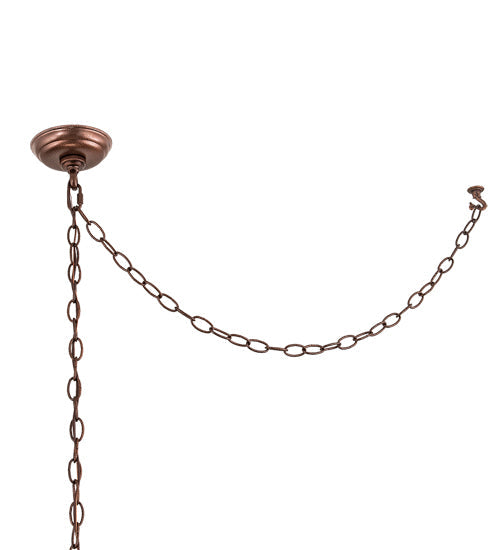 Meyda Lighting Boulders 16" 3-Light New Copper Vein Personalized Inverted Pendant Light With Amber Mica & Silver Mica Shade Glass