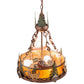 Meyda Lighting Boulders 16" 3-Light New Copper Vein Personalized Inverted Pendant Light With Amber Mica & Silver Mica Shade Glass