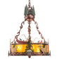 Meyda Lighting Boulders 16" 3-Light New Copper Vein Personalized Inverted Pendant Light With Amber Mica & Silver Mica Shade Glass