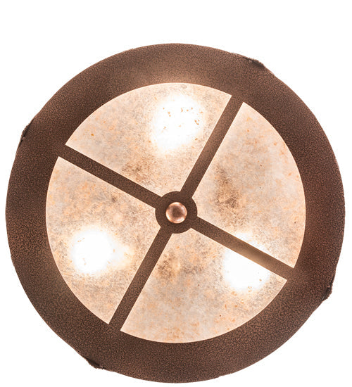 Meyda Lighting Boulders 16" 3-Light New Copper Vein Personalized Inverted Pendant Light With Amber Mica & Silver Mica Shade Glass