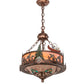 Meyda Lighting Boulders 16" 4-Light New Copper Vein & Hand Paint Personalized Inverted Pendant Light With Amber & Silver Mica Shade Glass