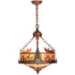 Meyda Lighting Boulders 16" 4-Light New Copper Vein & Hand Paint Personalized Inverted Pendant Light With Amber & Silver Mica Shade Glass