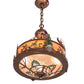 Meyda Lighting Boulders 16" 4-Light New Copper Vein & Hand Paint Personalized Inverted Pendant Light With Amber & Silver Mica Shade Glass
