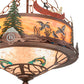 Meyda Lighting Boulders 16" 4-Light New Copper Vein & Hand Paint Personalized Inverted Pendant Light With Amber & Silver Mica Shade Glass
