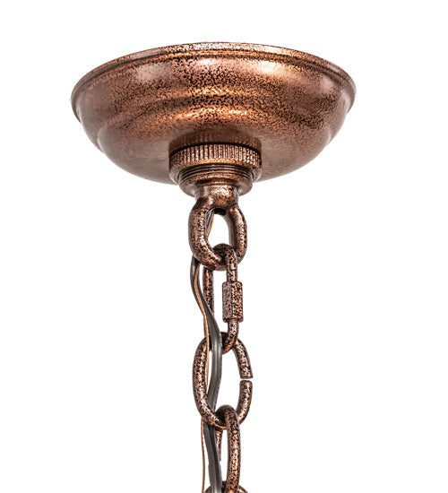 Meyda Lighting Boulders 16" 4-Light New Copper Vein & Hand Paint Personalized Inverted Pendant Light With Amber & Silver Mica Shade Glass