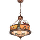 Meyda Lighting Boulders 16" 4-Light New Copper Vein & Hand Paint Personalized Inverted Pendant Light With Amber & Silver Mica Shade Glass