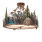 Meyda Lighting Boulders 22" 4-Light New Copper Vein & Hand Paint Personalized Semi-flush Mount Light With Multi-Colored Shade Glass