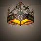 Meyda Lighting Boulders 30" 6-Light New Copper Vein & Hand Paint Personalized Semi-flush Mount Light With Amber Mica Shade Glass