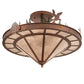 Meyda Lighting Boulders 32" 6-Light New Copper Vein Personalized Semi-flush Mount Light With Amber Mica & Silver Mica Shade Glass