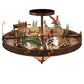 Meyda Lighting Boulders 32" 6-Light New Copper Vein Personalized Semi-flush Mount Light With Amber Mica & Silver Mica Shade Glass
