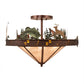 Meyda Lighting Boulders 32" 6-Light New Copper Vein Personalized Semi-flush Mount Light With Amber Mica & Silver Mica Shade Glass