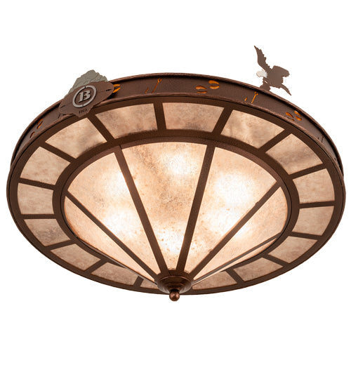 Meyda Lighting Boulders 32" 6-Light New Copper Vein Personalized Semi-flush Mount Light With Amber Mica & Silver Mica Shade Glass