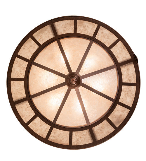 Meyda Lighting Boulders 32" 6-Light New Copper Vein Personalized Semi-flush Mount Light With Amber Mica & Silver Mica Shade Glass