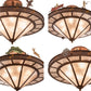 Meyda Lighting Boulders 32" 6-Light New Copper Vein Personalized Semi-flush Mount Light With Amber Mica & Silver Mica Shade Glass