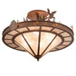 Meyda Lighting Boulders 32" 6-Light New Copper Vein Personalized Semi-flush Mount Light With Amber Mica & Silver Mica Shade Glass