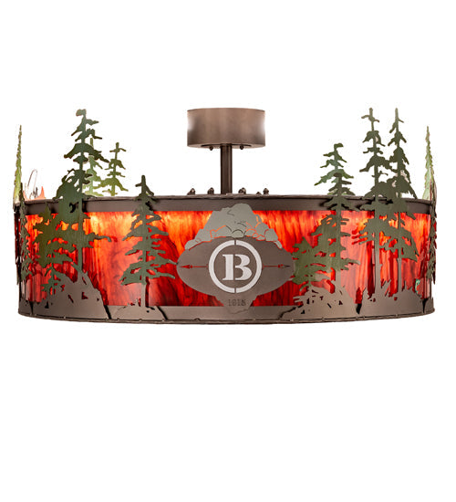 Meyda Lighting Boulders 37" LED Oil Rubbed Bronze Personalized Chandelier With Amber Madura Idalight Shade and Fan