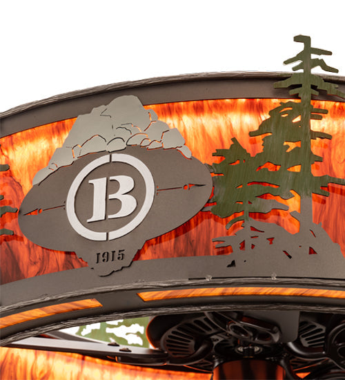 Meyda Lighting Boulders 37" LED Oil Rubbed Bronze Personalized Chandelier With Amber Madura Idalight Shade and Fan