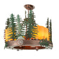 Meyda Lighting Boulders 42" 14-Light New Copper Vein & Hand Paint Island Pendant Light With Amber & Silver Mica Shade