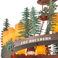 Meyda Lighting Boulders 42" 14-Light New Copper Vein & Hand Paint Island Pendant Light With Amber & Silver Mica Shade