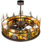 Meyda Lighting Boulders 44" 8-Light Oil Rubbed Bronze Personalized Chandelier With Amber Mica & Silver Mica Shade Glass and Fan