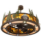 Meyda Lighting Boulders 44" 8-Light Oil Rubbed Bronze Personalized Chandelier With Amber Mica & Silver Mica Shade Glass and Fan