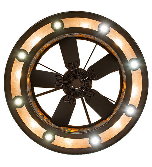 Meyda Lighting Boulders 44" 8-Light Oil Rubbed Bronze Personalized Chandelier With Amber Mica & Silver Mica Shade Glass and Fan