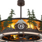 Meyda Lighting Boulders 44" 8-Light Oil Rubbed Bronze Personalized Chandelier With Amber Mica & Silver Mica Shade Glass and Fan