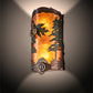 Meyda Lighting Boulders 6" 2-Light New Copper Vein & Green Trees Personalized Wall Sconce With Amber Mica & Silver Mica Shade Glass
