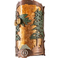 Meyda Lighting Boulders 6" 2-Light New Copper Vein & Green Trees Personalized Wall Sconce With Amber Mica & Silver Mica Shade Glass
