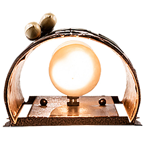 Meyda Lighting Boulders 6" 2-Light New Copper Vein & Green Trees Personalized Wall Sconce With Amber Mica & Silver Mica Shade Glass