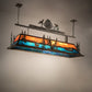 Meyda Lighting Boulders 72" 9-Light Antique Copper & Raw Steel Personalized Island Pendant Light With Multi-Colored Shade Glass