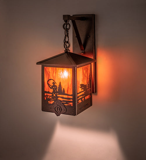 Meyda Lighting Boulders 8"Sq New Copper Vein Personalized Hanging Wall Sconce With Maduro Idalight Shade Glass