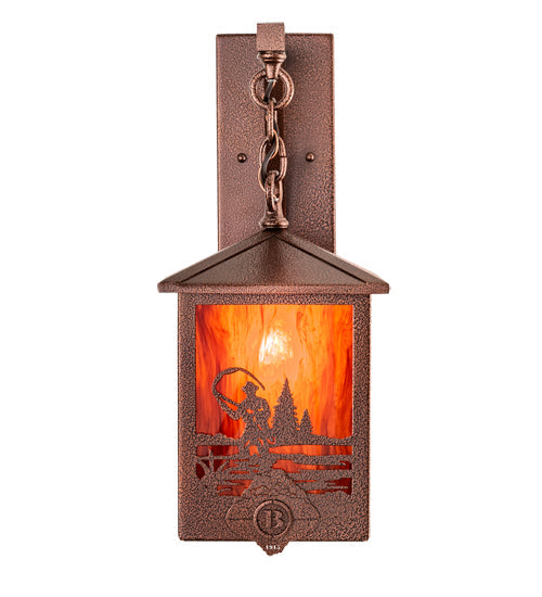 Meyda Lighting Boulders 8"Sq New Copper Vein Personalized Hanging Wall Sconce With Maduro Idalight Shade Glass
