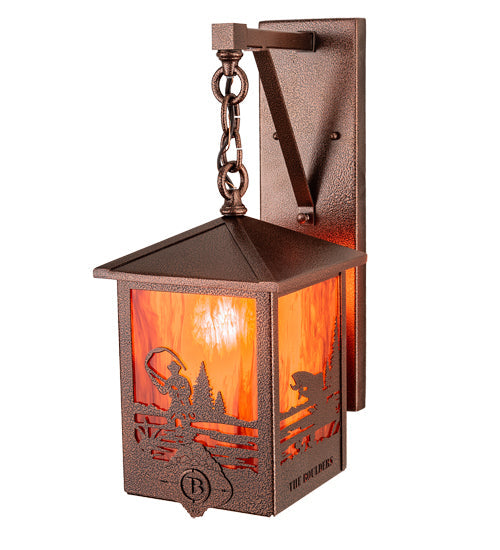 Meyda Lighting Boulders 8"Sq New Copper Vein Personalized Hanging Wall Sconce With Maduro Idalight Shade Glass