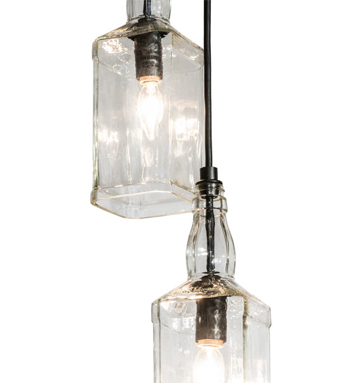 Meyda Lighting Bourbon Bottle 8" 2-Light Solar Black Pendant Light With Clear Shade Glass