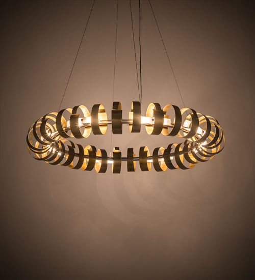 Meyda Lighting Bracciali 63" 16-Light Transparent Gold & Extreme Chrome Pendant Light With White Statuario Idalight Shade