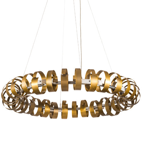 Meyda Lighting Bracciali 63" 16-Light Transparent Gold & Extreme Chrome Pendant Light With White Statuario Idalight Shade