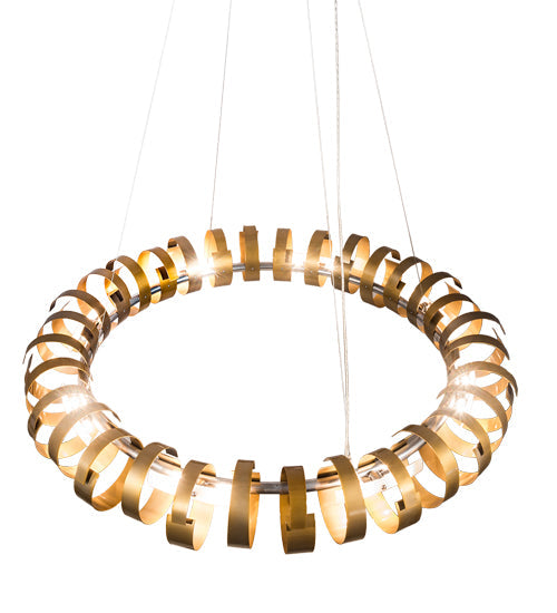 Meyda Lighting Bracciali 63" 16-Light Transparent Gold & Extreme Chrome Pendant Light With White Statuario Idalight Shade