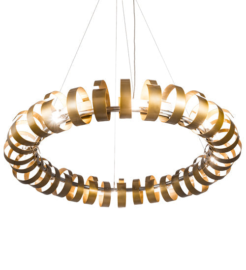 Meyda Lighting Bracciali 63" 16-Light Transparent Gold & Extreme Chrome Pendant Light With White Statuario Idalight Shade