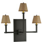 Meyda Lighting Brach Ring 25" 3-Light Timeless Bronze Wall Sconce With Brown Fabric Shade