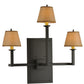 Meyda Lighting Brach Ring 25" 3-Light Timeless Bronze Wall Sconce With Brown Fabric Shade