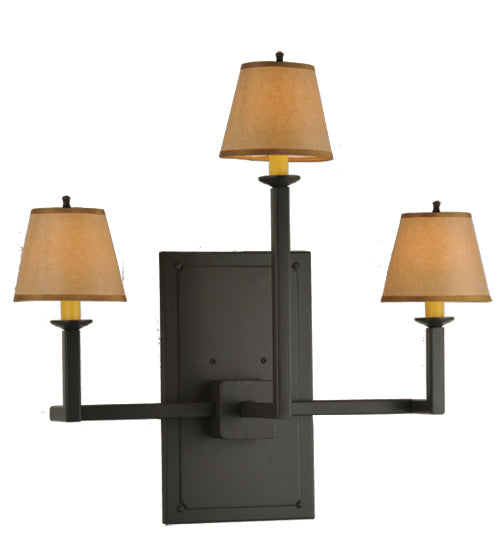 Meyda Lighting Brach Ring 25" 3-Light Timeless Bronze Wall Sconce With Brown Fabric Shade