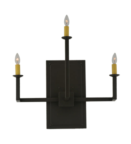 Meyda Lighting Brach Ring 25" 3-Light Timeless Bronze Wall Sconce With Brown Fabric Shade